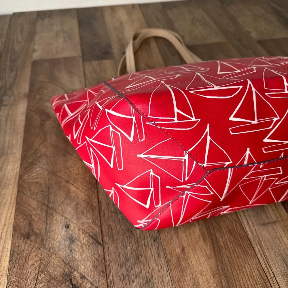 Tabitha Webb Nautical Tote Shoulder Bag‎ Red Sailboat Womens